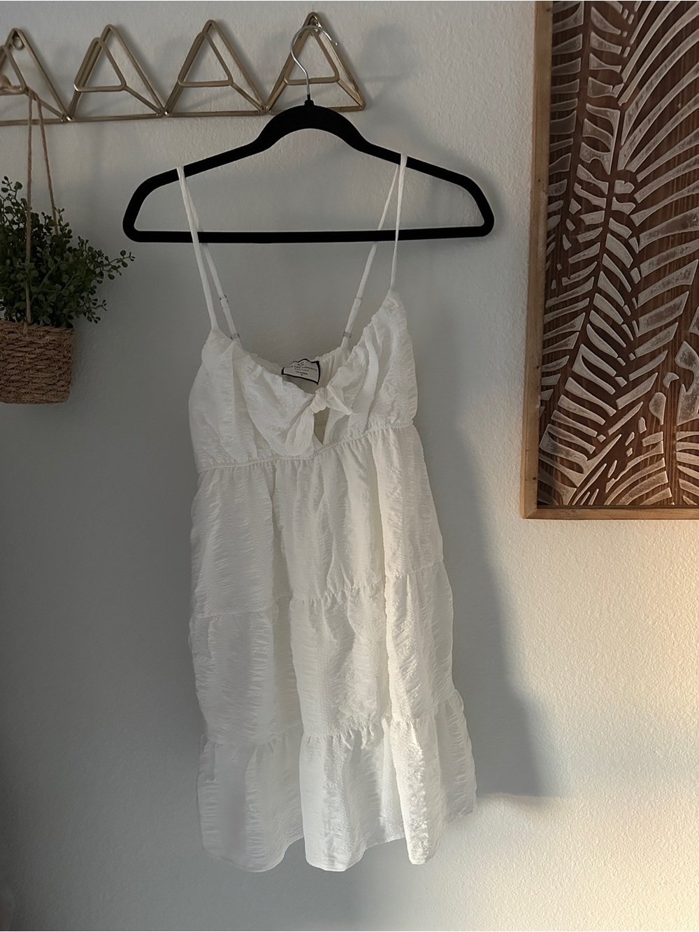 Love For Humanity White Tie-Front Spaghetti Strap Dress